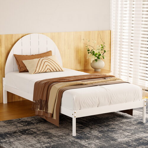 Artiss Bed Frame King Single Size Wooden White DALY - Image 7
