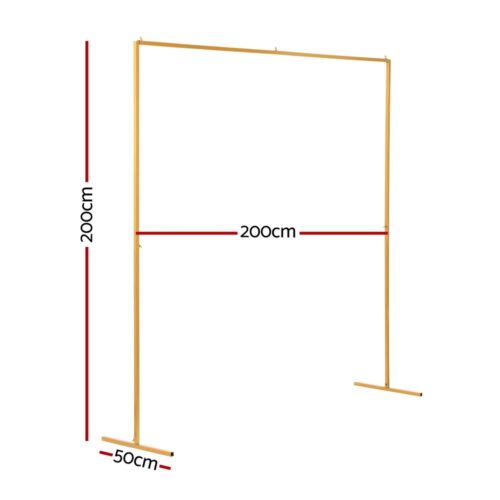 2M Backdrop Stand Wedding Background Decoration Party Flower Balloon Display Golden - Image 2
