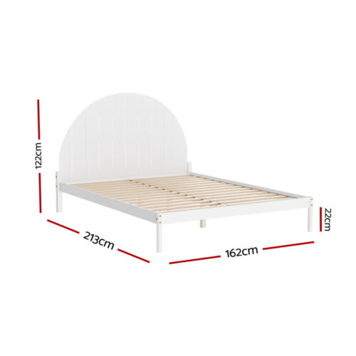 Artiss Bed Frame Queen Size Wooden White DALY - Image 2