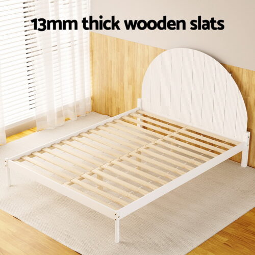 Artiss Bed Frame Queen Size Wooden White DALY - Image 5