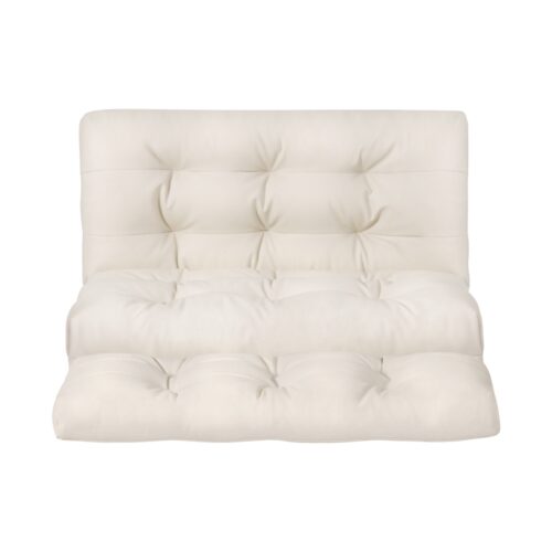 Artiss Floor Lounge Sofa Bed 2 Seater Pillow Leather White - Image 3