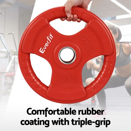 Everfit Barbells Set 36kg 120cm Dumbbell Barbell Plate Weight Lifting Home Gym Red Lifting - Image 4