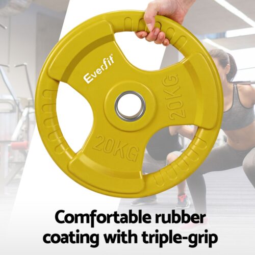 Everfit Weight Plates Standard 20kgx2 Dumbbell Barbell Plate Weight Lifting Home Gym Yellow - Image 4