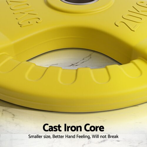 Everfit Weight Plates Standard 20kgx2 Dumbbell Barbell Plate Weight Lifting Home Gym Yellow - Image 5