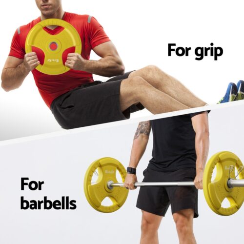 Everfit Weight Plates Standard 20kgx2 Dumbbell Barbell Plate Weight Lifting Home Gym Yellow - Image 6