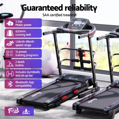 Everfit Treadmill Electric Home Gym Fitness Exercise Machine w/ Sit Up Bar 420mm - Image 4