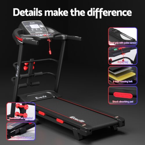 Everfit Treadmill Electric Home Gym Fitness Exercise Machine w/ Sit Up Bar 420mm - Image 6