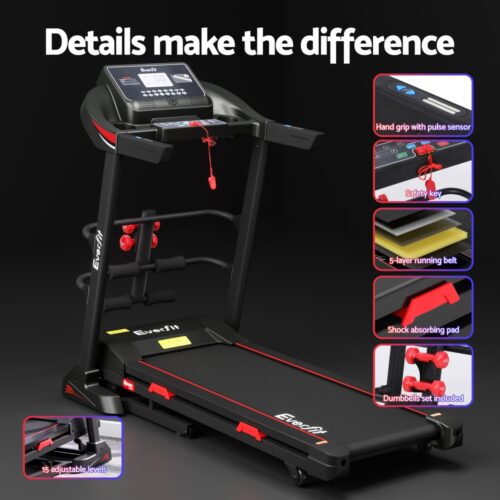 Everfit Treadmill Electric Home Gym Fitness Exercise Machine with Sit Up Bar 450mm - Image 6