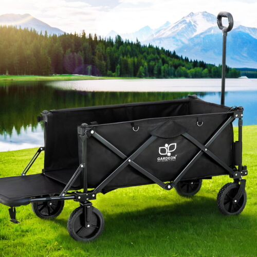 Gardeon Garden Cart with Opening Rear Black - Image 7