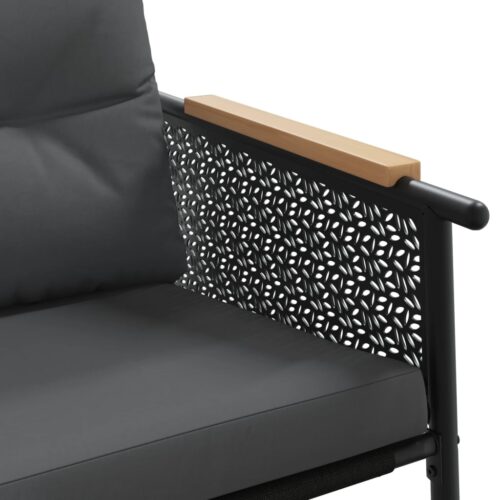 3-Piece Balcony Furniture Set with Cushions Black Steel - Image 7