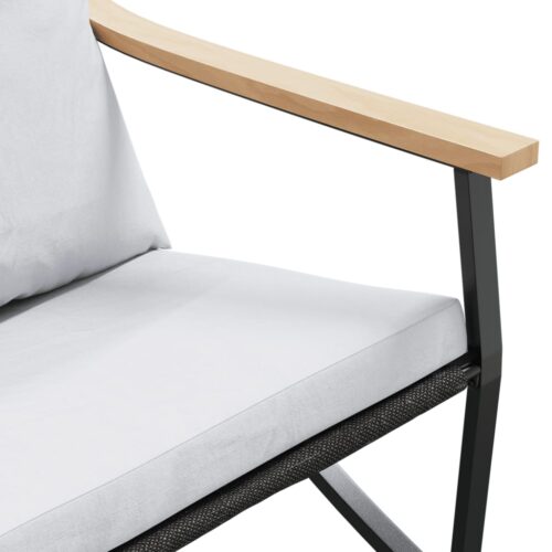 3-Piece Balcony Furniture Set with Cushions Black Steel - Image 7