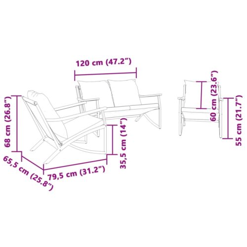 3-Piece Balcony Furniture Set with Cushions Black Steel - Image 8