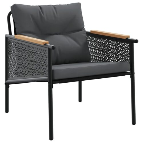 5-Piece Balcony Furniture Set with Cushions Black Steel - Image 5