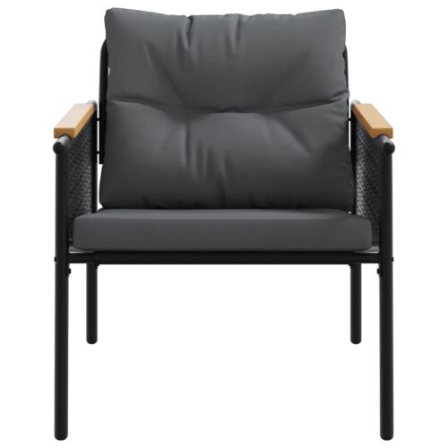 5-Piece Balcony Furniture Set with Cushions Black Steel - Image 6