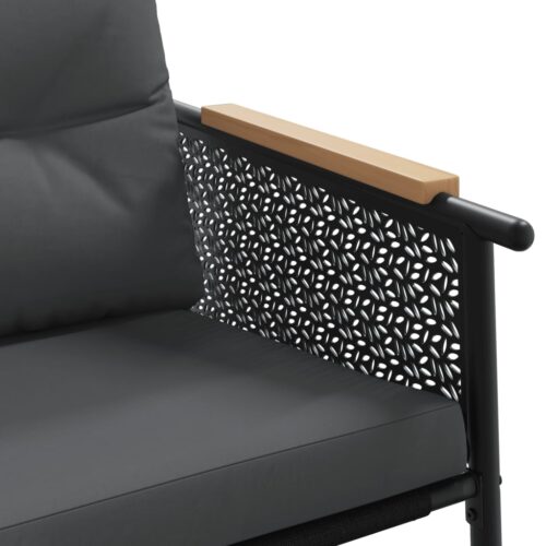 5-Piece Balcony Furniture Set with Cushions Black Steel - Image 9