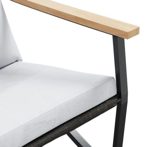 4-Piece Balcony Furniture Set with Cushions Black Steel - Image 8