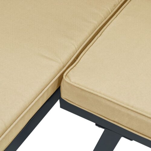 Garden Bench Set with Cushions 3pcs Black Powder-coated Steel Outdoor Patio Furniture - Image 7