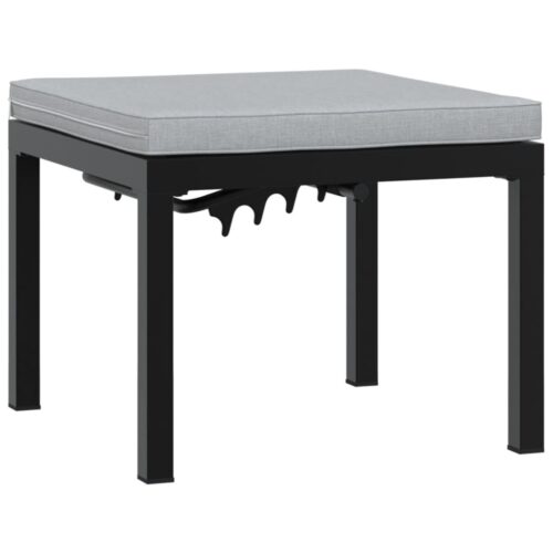 Garden Bench Set with Cushions 3pcs Black Powder-coated Steel Outdoor Patio Furniture - Image 4