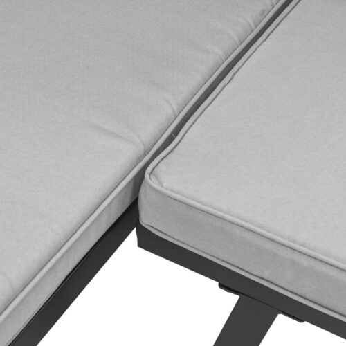 Garden Bench Set with Cushions 3pcs Black Powder-coated Steel Outdoor Patio Furniture - Image 7