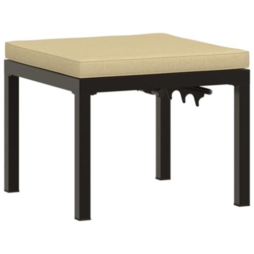 Garden Bench Set with Cushions 3pcs Black Powder-coated Steel Outdoor Patio Furniture - Image 4
