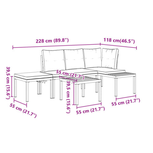 Garden Bench Set with Cushions 3pcs Black Powder-coated Steel Outdoor Patio Furniture - Image 11