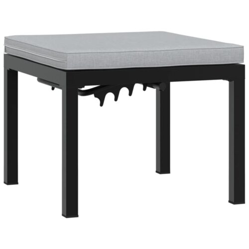 Garden Bench Set with Cushions 3pcs Black Powder-coated Steel Outdoor Patio Furniture - Image 4