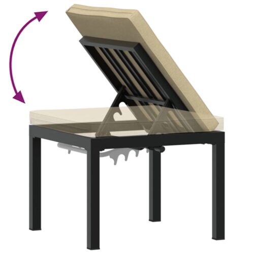 Garden Bench Set with Cushions 3pcs Black Powder-coated Steel Outdoor Patio Furniture - Image 7