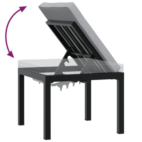 Garden Bench Set with Cushions 3pcs Black Powder-coated Steel Outdoor Patio Furniture - Image 7