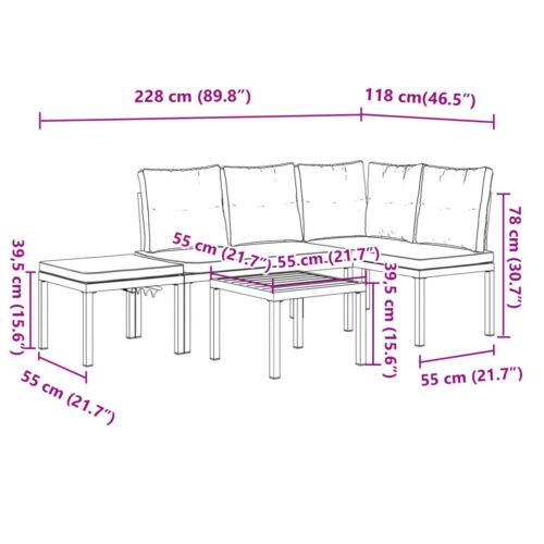 Garden Bench Set with Cushions 3pcs Black Powder-coated Steel Outdoor Patio Furniture - Image 10
