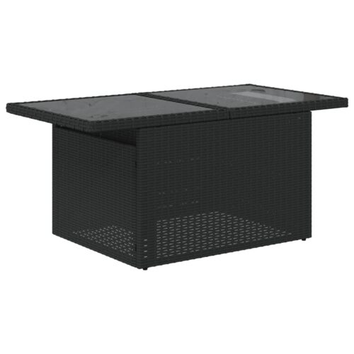 6-Piece Garden Sofa Set with Cushions Black Poly Rattan Wicker Outdoor Patio Furniture - Image 6