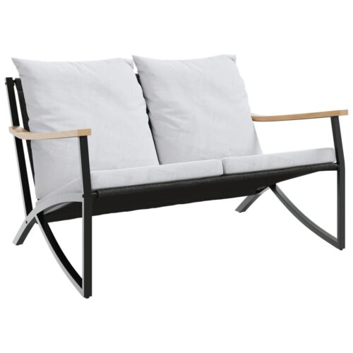 5-Piece Balcony Furniture Set with Cushions Black Steel - Image 3