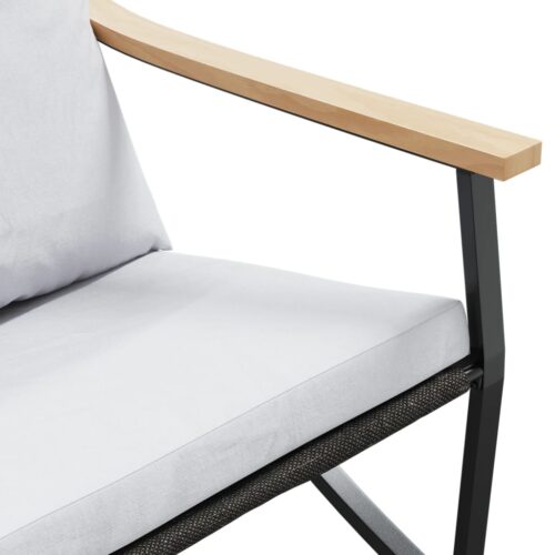 5-Piece Balcony Furniture Set with Cushions Black Steel - Image 9