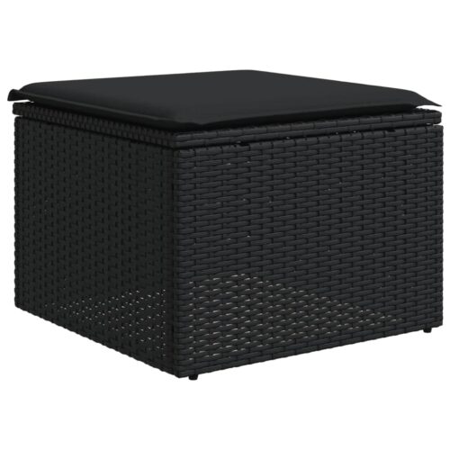 5-Piece Garden Sofa Set with Cushions Black Poly Rattan Wicker Outdoor Patio Furniture - Image 5