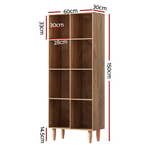 Artiss Bookshelf Bookcase 4 Tiers LEOR Walnut - Image 4