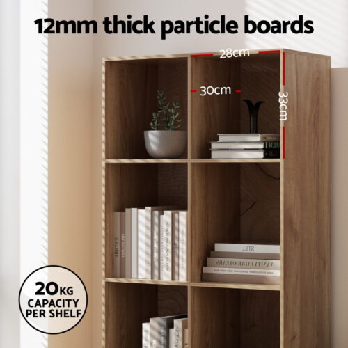 Artiss Bookshelf Bookcase 4 Tiers LEOR Walnut - Image 7
