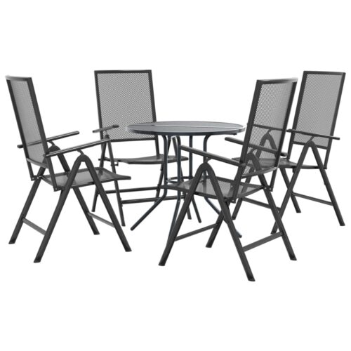 Reclining Garden Chair Set 5-Piece Anthracite Powder-coated Steel