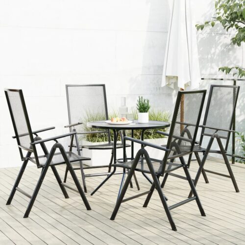 Reclining Garden Chair Set 5-Piece Anthracite Powder-coated Steel - Image 2