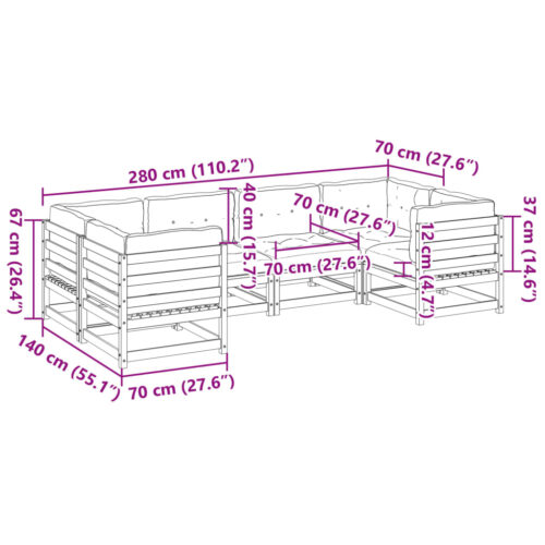 6-Piece Garden Sofa Set with Cushions Wood Timber Outdoor Patio Furniture Douglas Fir - Image 10