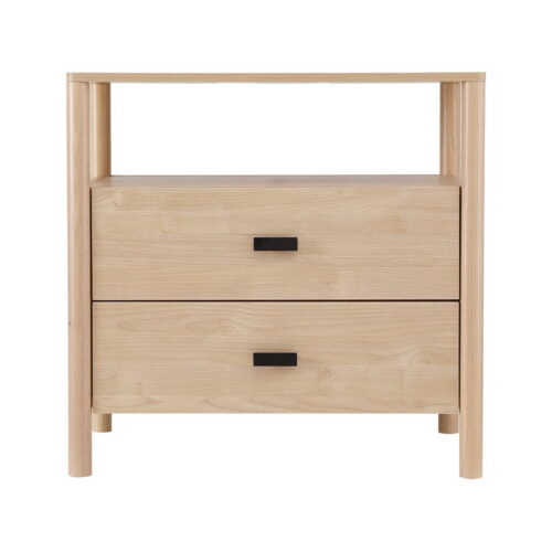 Artiss Bedside Table Nightstand 2 Drawers - Pine - Image 5