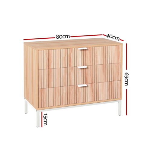 Artiss 3 Chest of Drawers  - LURA Pine - Image 4