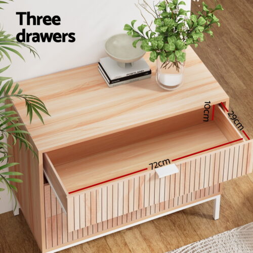 Artiss 3 Chest of Drawers  - LURA Pine - Image 6