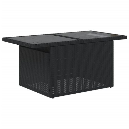 5-Piece Garden Sofa Set with Cushions Black Poly Rattan Wicker Outdoor Patio Furniture - Image 5