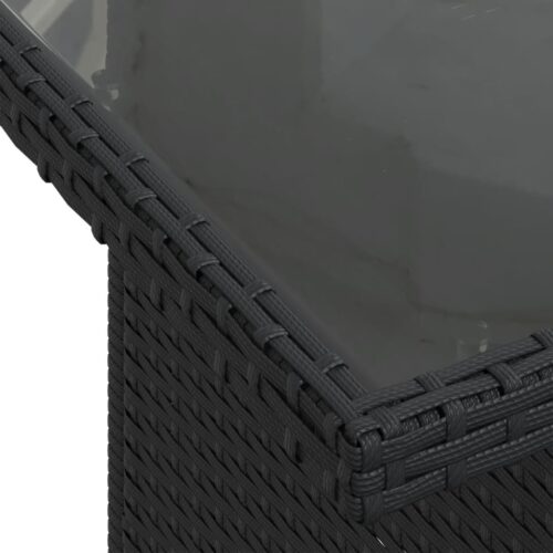 5-Piece Garden Sofa Set with Cushions Black Poly Rattan Wicker Outdoor Patio Furniture - Image 9