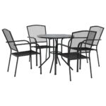 Stackable Garden Chair Set 5-Piece Anthracite Powder-coated Steel