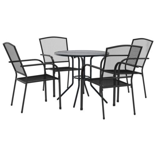 Stackable Garden Chair Set 5-Piece Anthracite Powder-coated Steel
