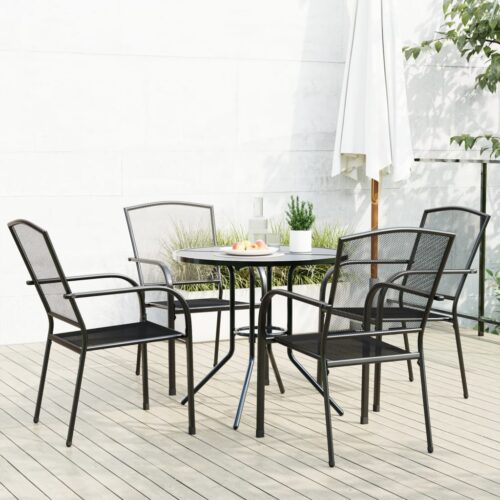Stackable Garden Chair Set 5-Piece Anthracite Powder-coated Steel - Image 2