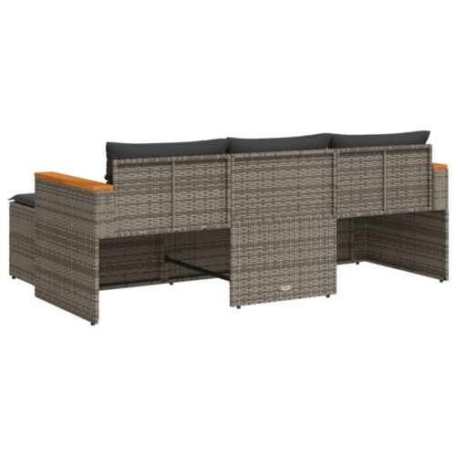 3-Piece Garden Sofa Set with Cushions Grey Poly Rattan Wicker Outdoor Patio Furniture - Image 6