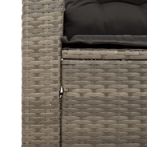 3-Piece Garden Sofa Set with Cushions Grey Poly Rattan Wicker Outdoor Patio Furniture - Image 7