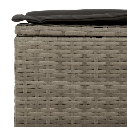3-Piece Garden Sofa Set with Cushions Grey Poly Rattan Wicker Outdoor Patio Furniture - Image 8