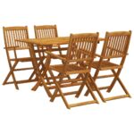 5-Piece Garden Dining Set Wood Timber Outdoor Patio Furniture Eucalyptus